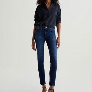 AG The Prima Cigarette Mid-Rise Jean Dark Indigo Faded Wash - Size 30